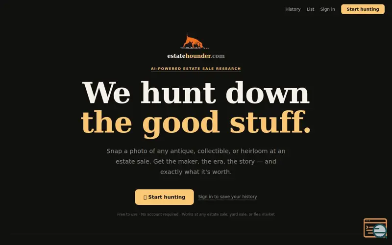 Screenshot of EstateHounder.com