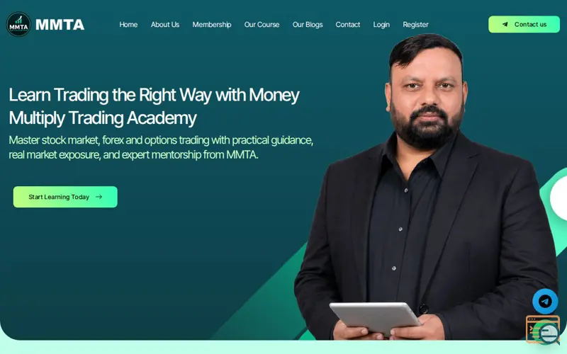 Screenshot of Best Online Trading Academy India, a launch using Jeg Elementor Kit