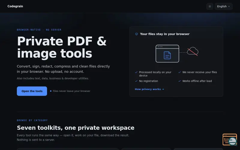 Screenshot of Codegrain