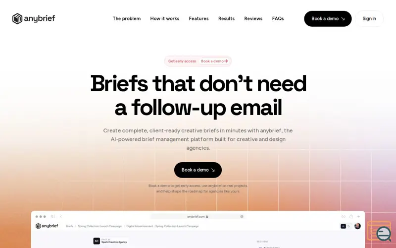 Screenshot of anybrief