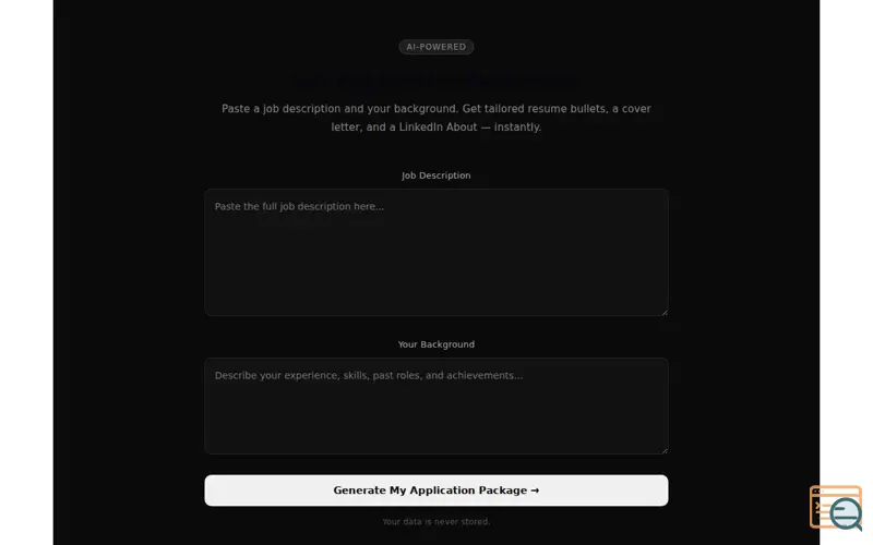 Screenshot of AI Job Application Generator