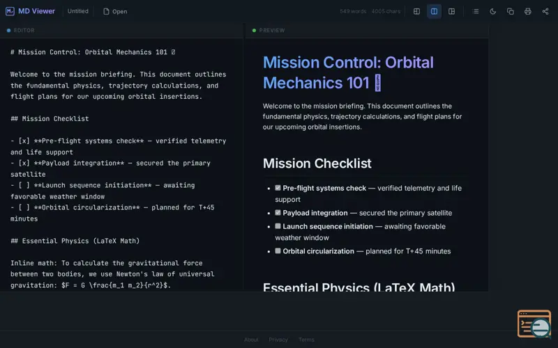 Screenshot of MD Viewer