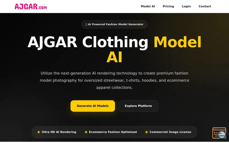 Screenshot of AJGAR Clothing Model AI