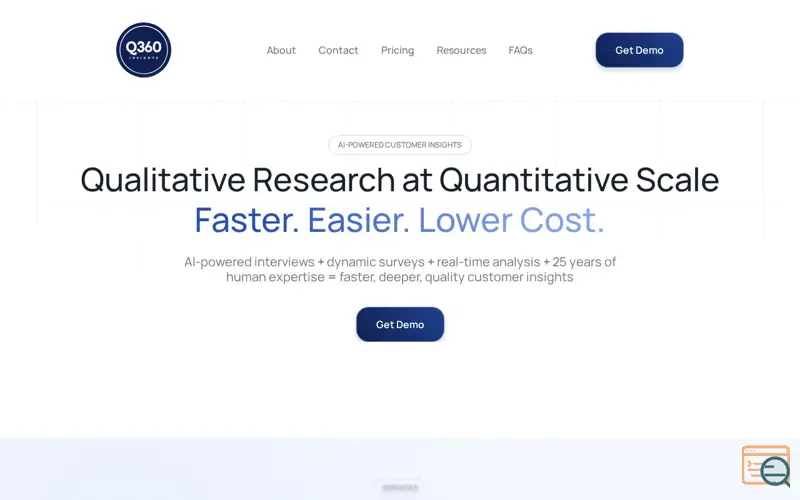 Screenshot of Q360 AI-Powered Interviews & surveys