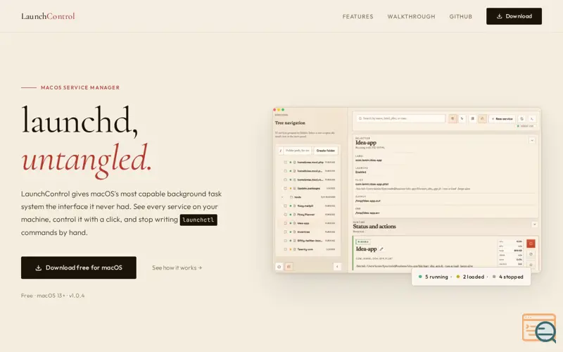 Screenshot of MacOS Launch Control 