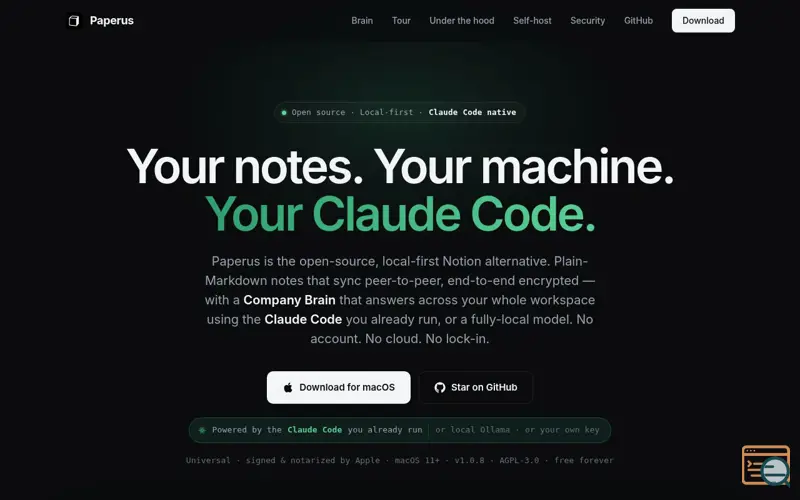 Screenshot of Open-source Notion alternative., a launch using AWS Lightsail
