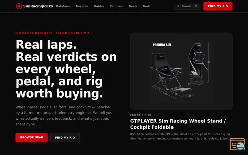 Screenshot of SimRacingPicks