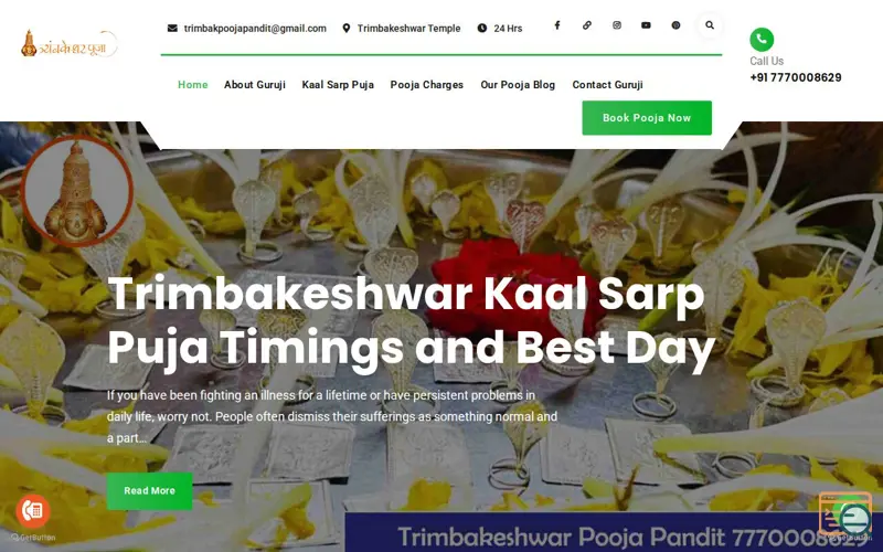 Screenshot of Kaal Sarp Puja in Trimbakeshwar