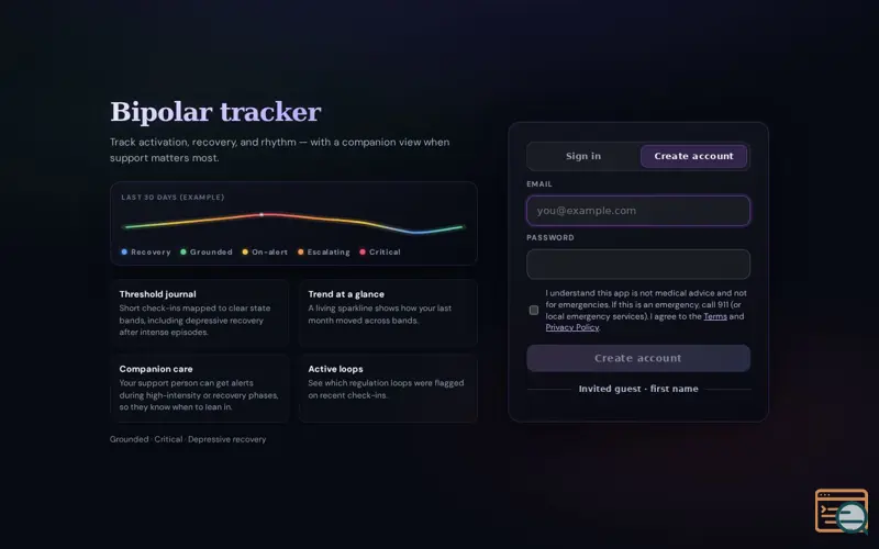 Screenshot of Bipolar tracker