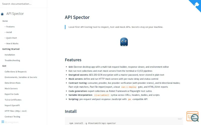 Screenshot of API Spector