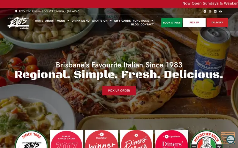 Screenshot of Elio’s Osteria