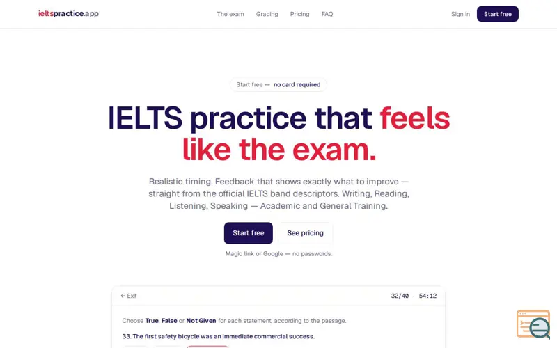 Screenshot of IELTSpractice.app