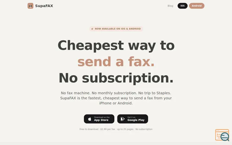 Screenshot of SupaFAX