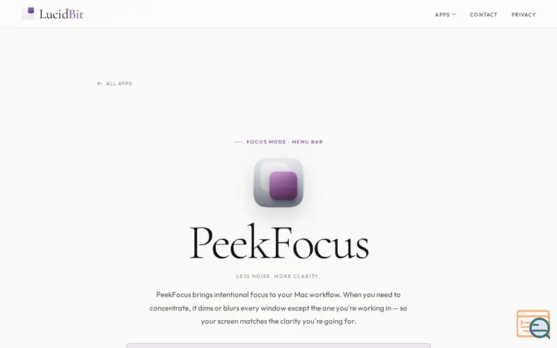 Screenshot of PeekFocus