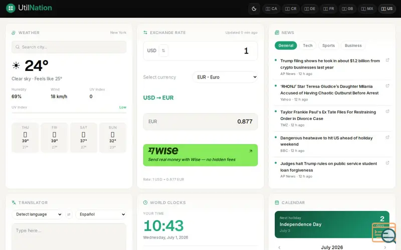 Screenshot of UtilNation