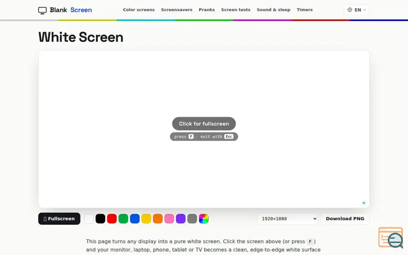Screenshot of White Screen — Fullscreen White Background Online
