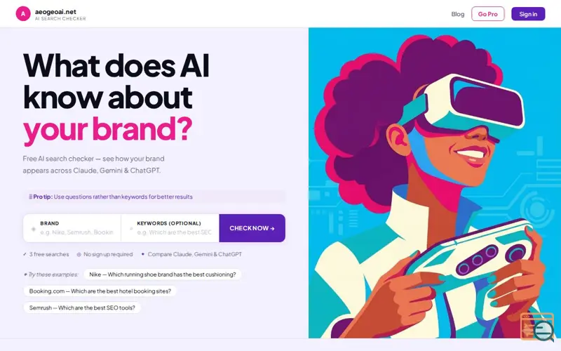 Screenshot of AEO GEO AI — Free AI Visibility Checker