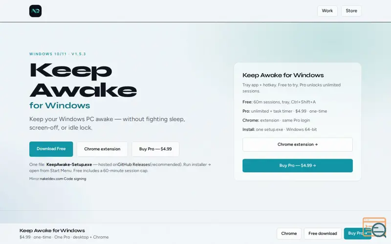 Screenshot of Keep Awake