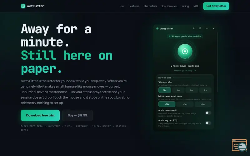 Screenshot of AwaySitter