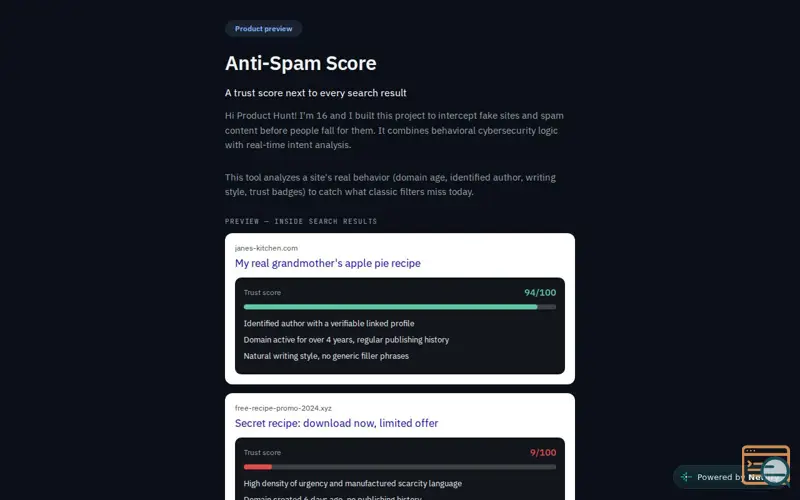 Screenshot of scorespam