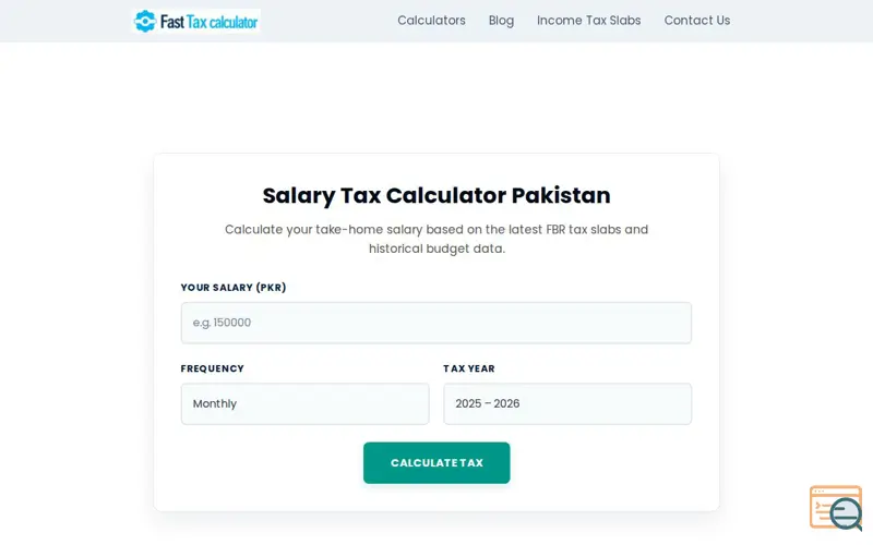 Screenshot of FastTaxCalculator