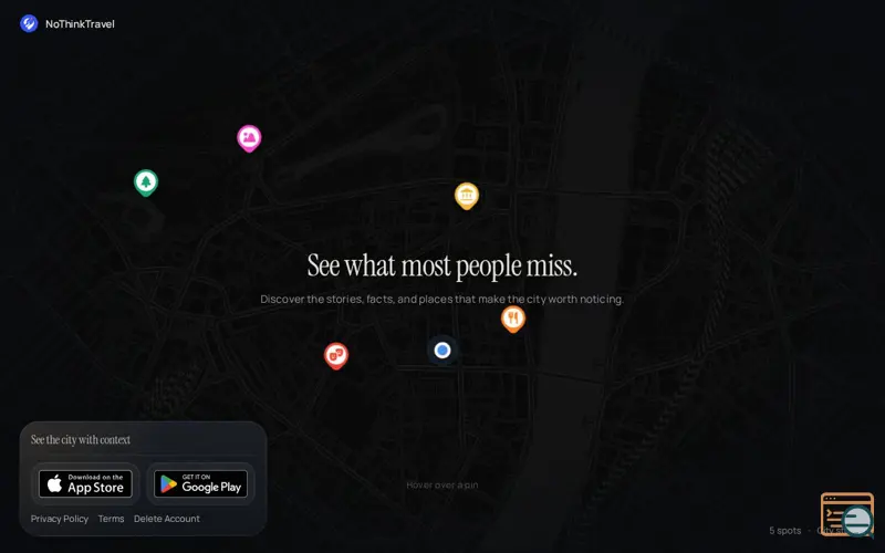 Screenshot of NoThinkTravel