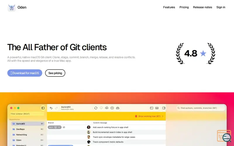 Screenshot of Oden - The All Father of Git clients