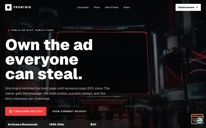 Screenshot of FrontBid