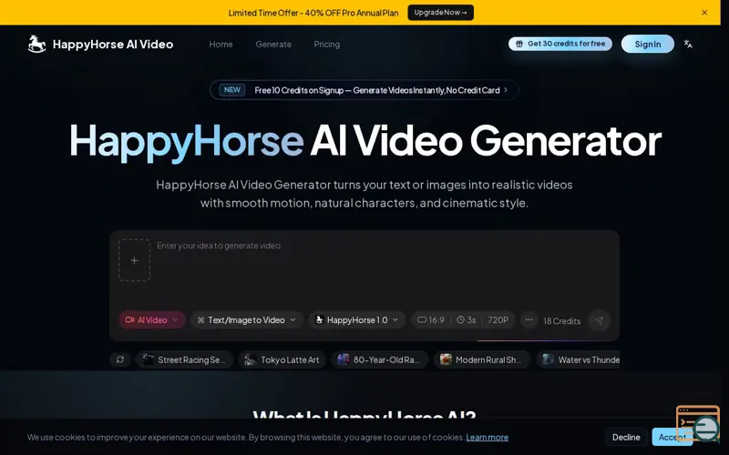 Screenshot of HappyHorse AI Video