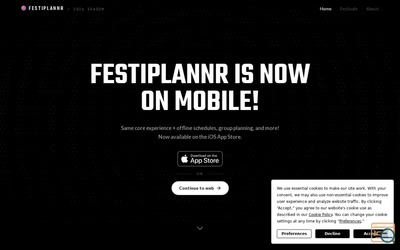 Screenshot of FestiPlannr