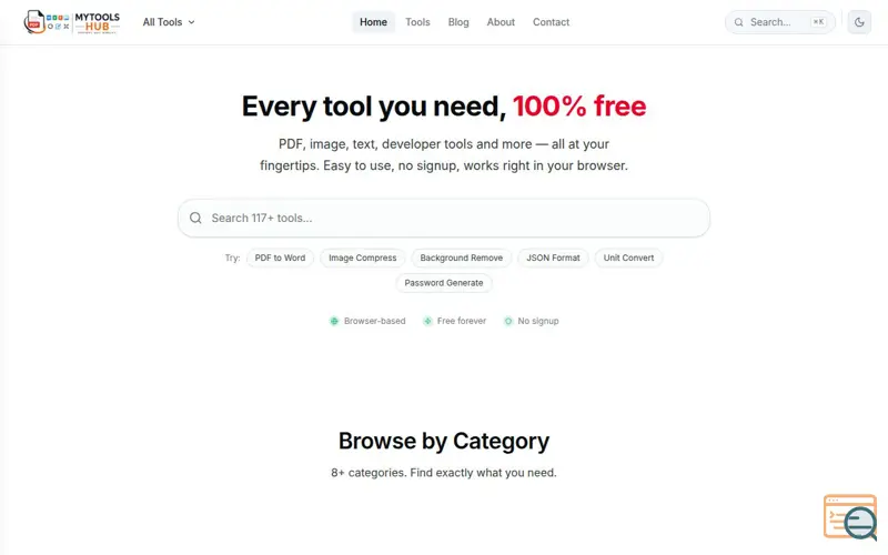 Screenshot of MyToolsHub