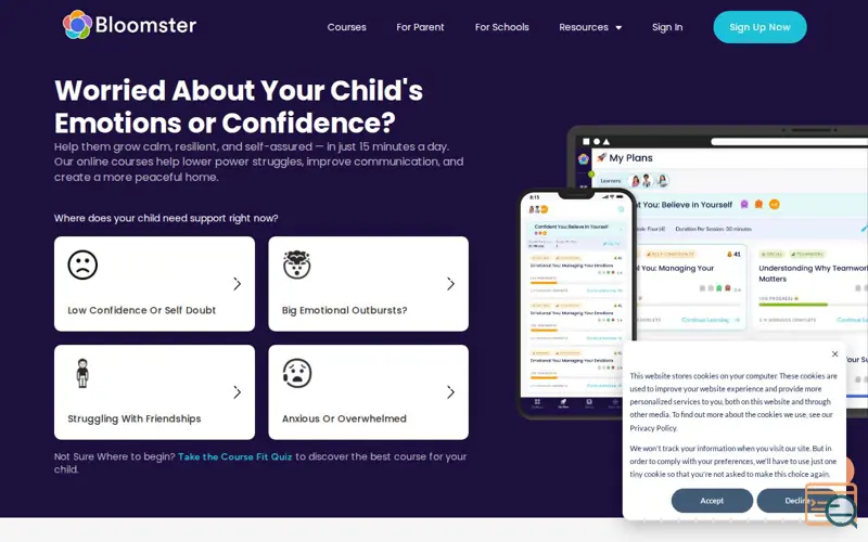 Screenshot of Bloomster, a launch using Mouseflow