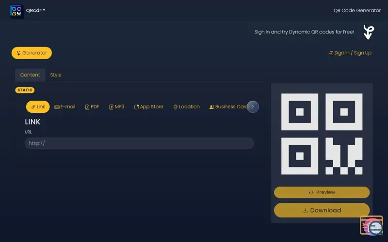 Screenshot of QRcdr - The All-in-One WP QR code SaaS, a launch using Engintron