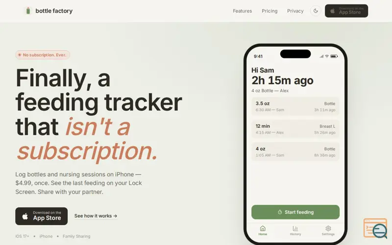 Screenshot of Bottle Factory — Feeding tracker for iOS