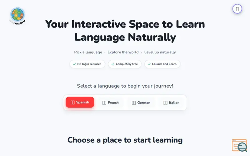 Screenshot of Lexi Explorer, a launch using ResponsiveVoice