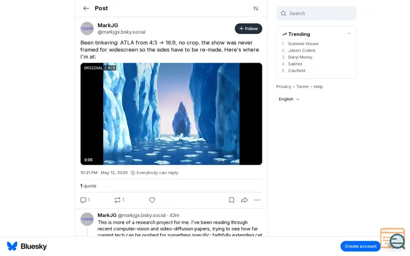 Screenshot of Bsky