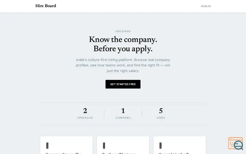 Screenshot of Hire Board — Know Before You Apply