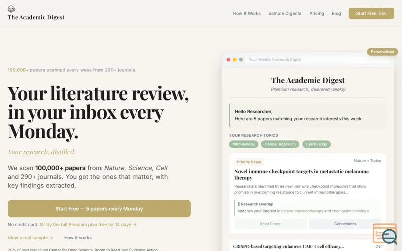 Screenshot of The Academic Digest