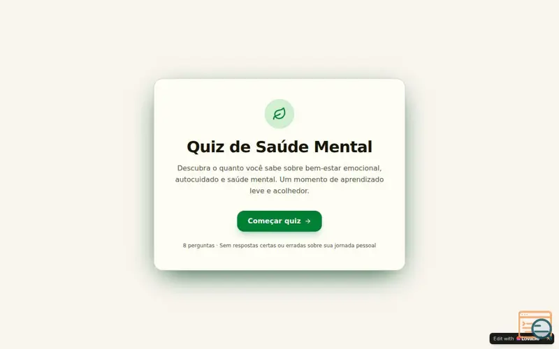 Screenshot of Quiz de Saúde Mental