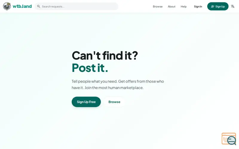 Screenshot of WTB.land, a launch using Kestrel