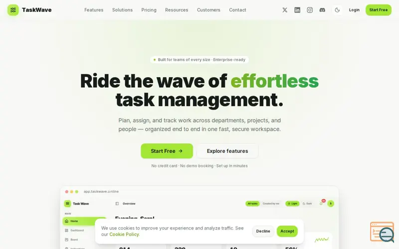 Screenshot of TaskWave