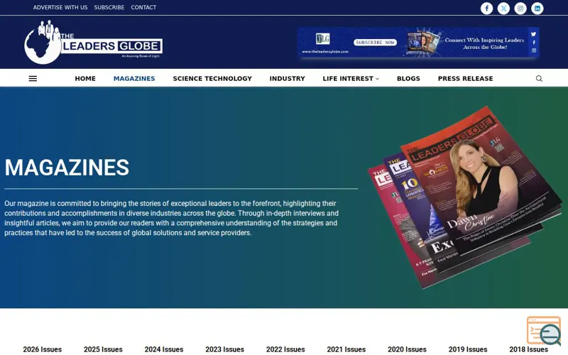 Screenshot of The Leaders Globe Magazine