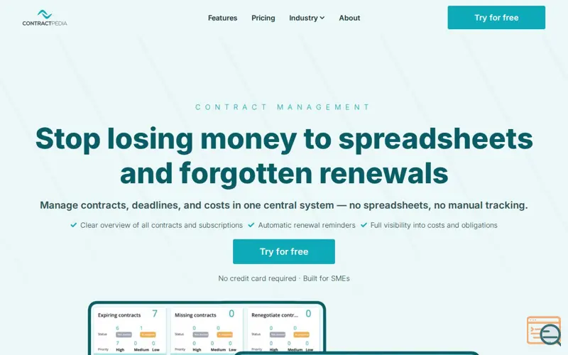 Screenshot of Contractpedia