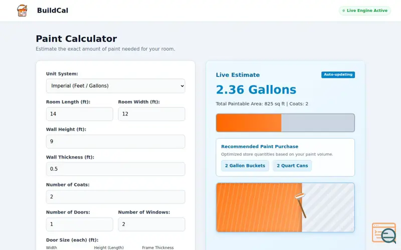 Screenshot of BuildCal
