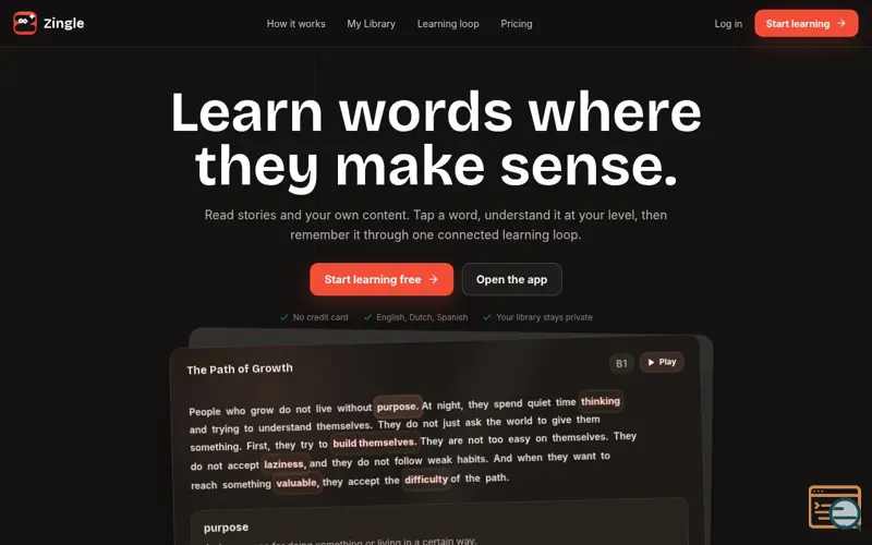 Screenshot of Zingle