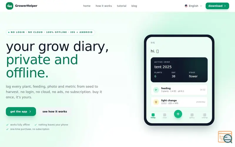 Screenshot of GrowerHelper
