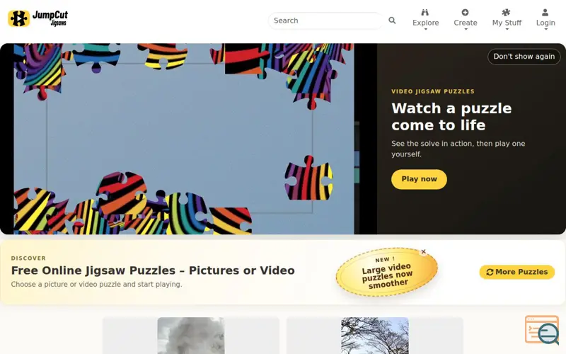 Screenshot of jumpcutjigsawpuzzles.com