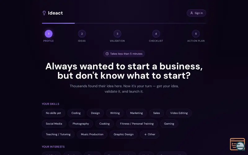 Screenshot of Ideact