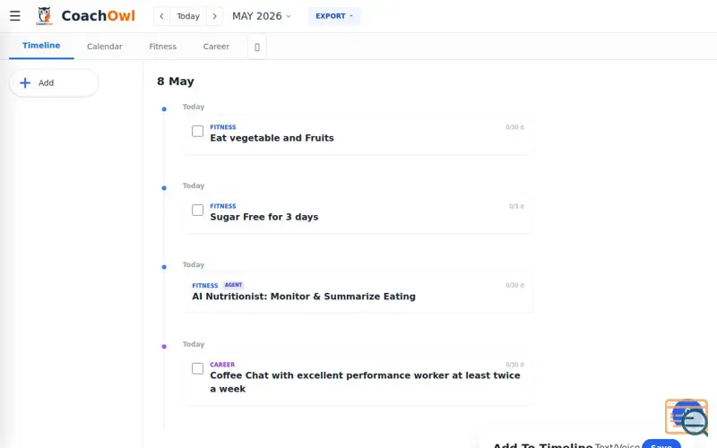 Screenshot of CoachOwl Agent Timetable