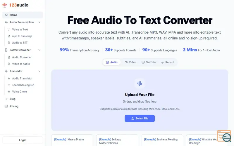 Screenshot of 123audio